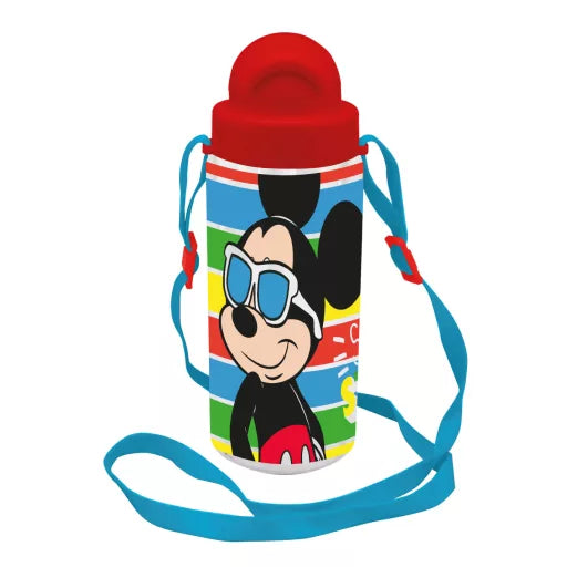 ☀️ Bouteille Disney Mickey Sun en plastique avec paille et crochet – 500 ml