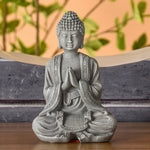 🌿✨ Statuette Bouddha Grise en Méditation