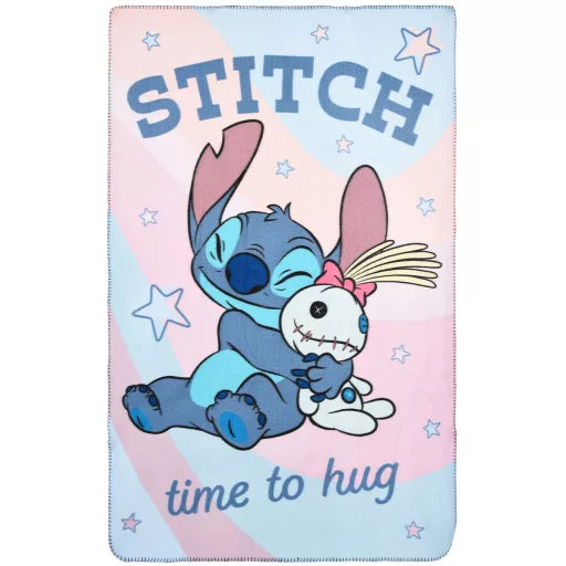 🌺 Couverture polaire Disney – Lilo & Stitch, « L’heure des câlins » – 100 x 150 cm