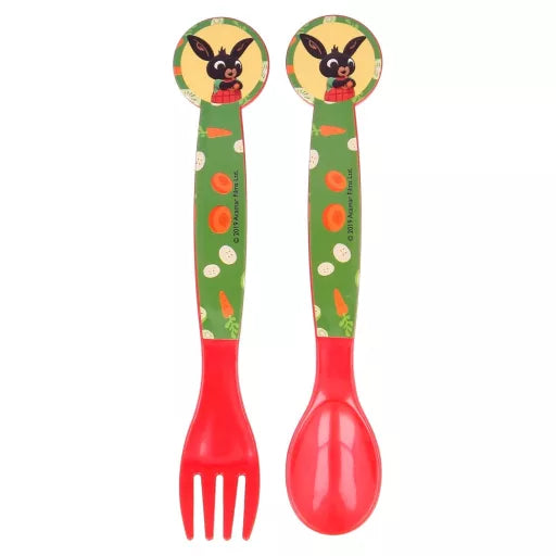 🐰 Ensemble de couverts en plastique – Bing Waving – 2 pièces