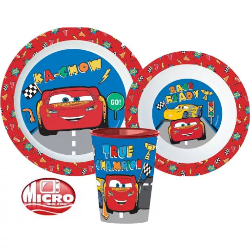 🏁 Service de table Disney Cars – Micro-service en plastique (tasse 260 ml) 🚗