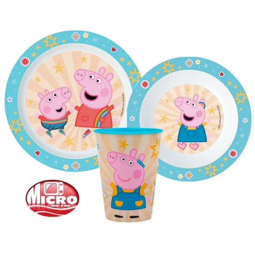 🐷 Service de table Peppa Pig – Micro-ensemble en plastique (tasse 260 ml)