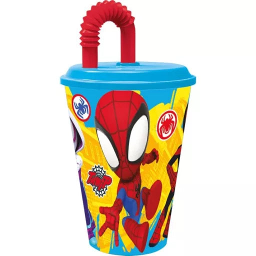 🕸️ Gobelet Spiderman – Spidey – avec paille – 430 ml