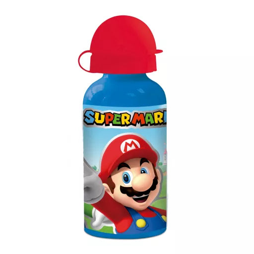 🍄 Bouteille Super Mario Mushroom Kingdom en aluminium avec bouchon – 400 ml