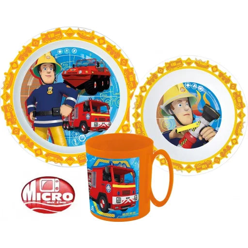 🚒 Service de table Sam le pompier – Micro-ensemble en plastique (mug 350 ml) 🔥