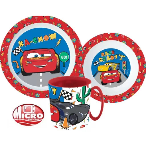 🏁 Service de table Disney Cars – Micro-service en plastique (mug 350 ml) 🚗