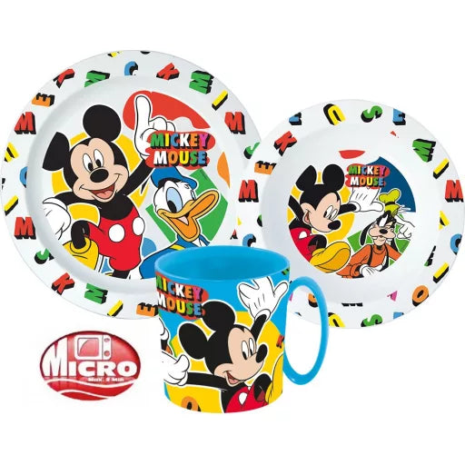 🐭 Service de table Disney Mickey – Micro-ensemble en plastique (mug 350 ml) 🎉