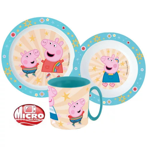 🐷 Coffret repas Peppa Pig – Micro-ensemble en plastique (mug 350 ml)