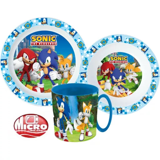 🌀 Coffret de table Sonic the Hedgehog – Micro-ensemble en plastique (mug 265 ml)