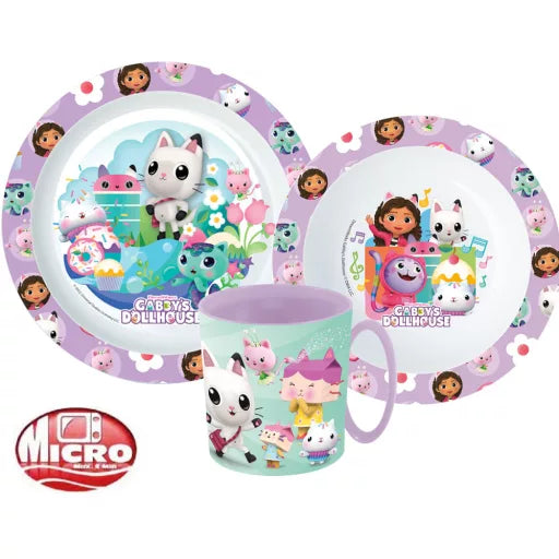 🐱✨ Service de table Gabby's Dollhouse – Micro-ensemble en plastique (tasse 350 ml)