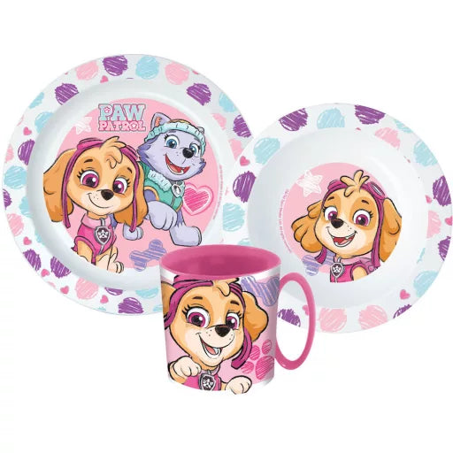🐾 Coffret repas Paw Patrol Sketch – Micro-ensemble en plastique (tasse 350 ml)