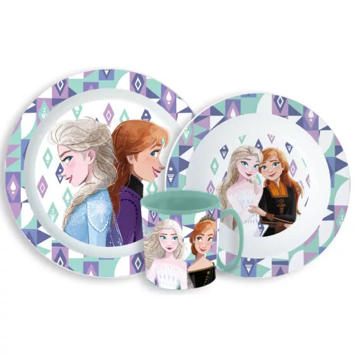 ❄️ Service de table Disney Frozen Ice Magic – Ensemble en plastique micro-ondable (tasse 350 ml) ✨