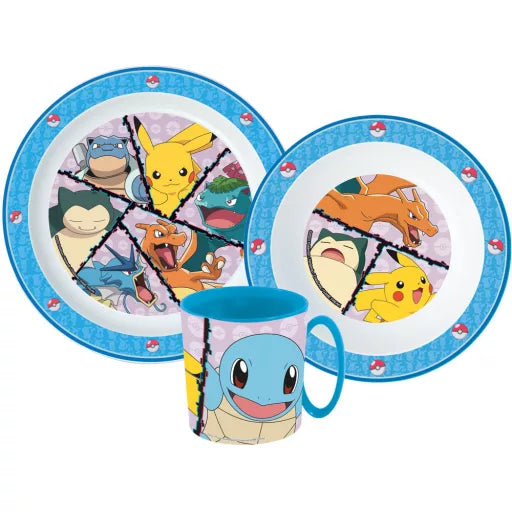 ⚡ Coffret repas Pokémon – Micro-ensemble en plastique (mug 265 ml)