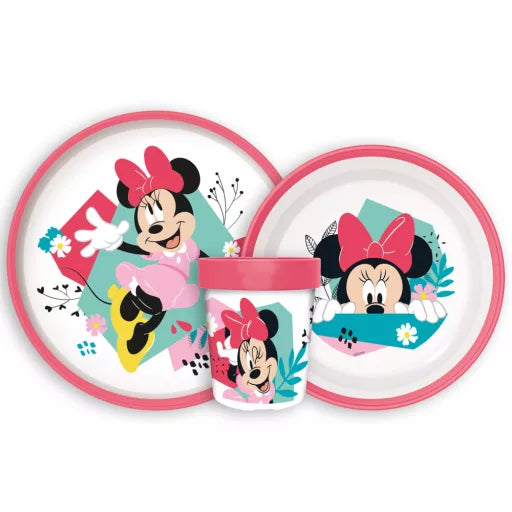 🎀 Ensemble de salle à manger antidérapant Disney Minnie Being More – Microplastique (tasse 260 ml) 🌸