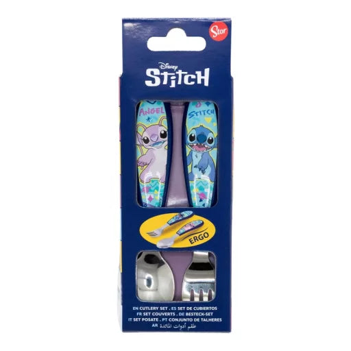 🌟 Ensemble de couverts ergonomiques – Disney Lilo et Stitch – 2 pièces