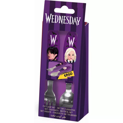 🖤 Ensemble de couverts ergonomiques – Wednesday & Enid – 2 pièces