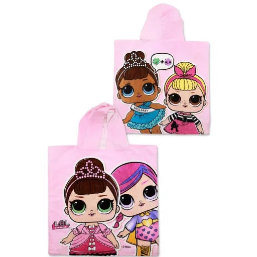 👑💖 Poncho de plage – LOL Surprise : Couronne – 100 % coton – 50 × 115 cm
