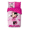 🎀🌸 Drap‑housse Disney Minnie – Rose à Pois et Nœud – 140 × 200 cm + Taie 65 × 65 cm