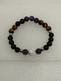 ✨ Bracelet Howlite Blanche • Obsidienne Noire • Améthyste • Œil de Tigre