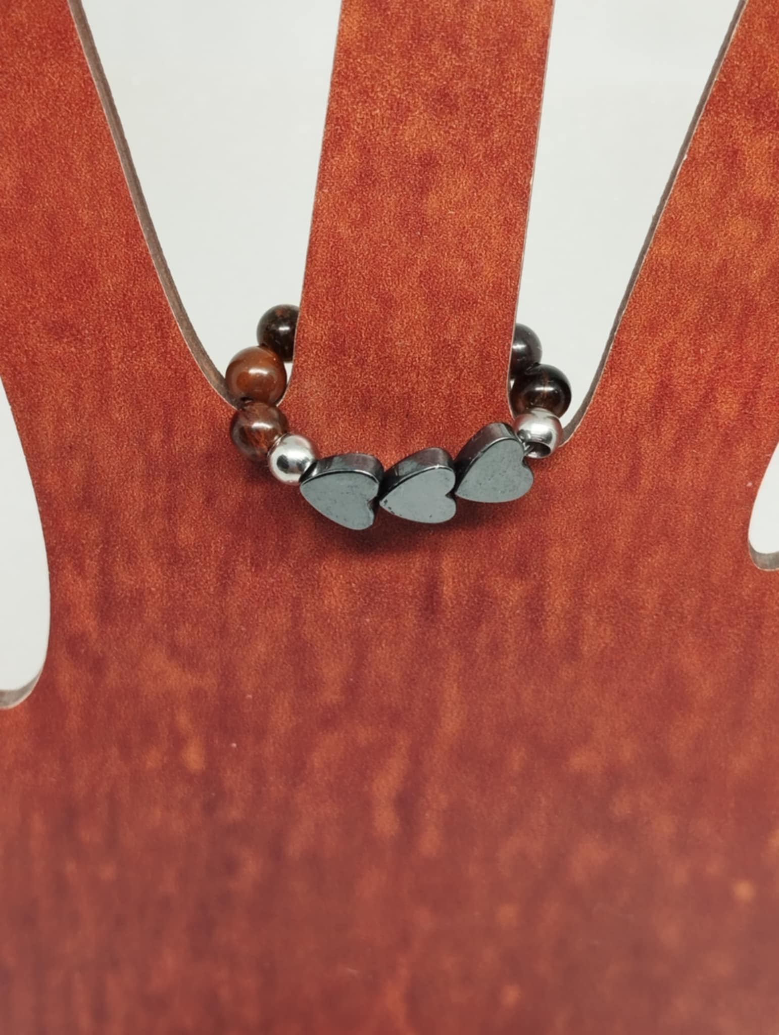 💍✨ Bague Œil de Tigre & Cœur en Hématite – Élégance Naturelle ✨💍