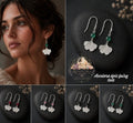 🍃 Boucles d’Oreilles Ginkgo – Zircon & Argent Sterling 925 / Clips Acier Inoxydable