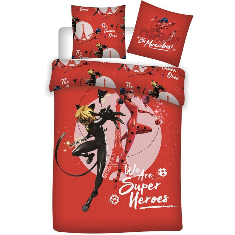 🐞✨ Housse de couette Miraculous Ladybug en coton – 140 × 200 cm