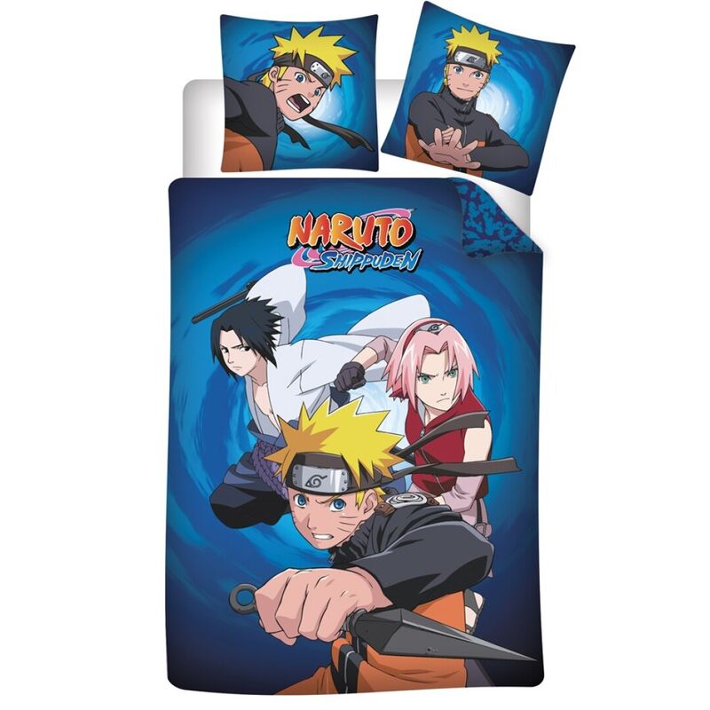 🍥🔥 Housse de couette Naruto Shippuden en coton – 140 × 200 cm