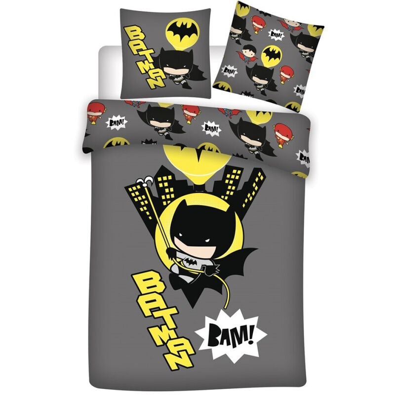 🦇✨ Housse de couette Chibi Batman DC Comics en microfibre – 140 × 200 cm