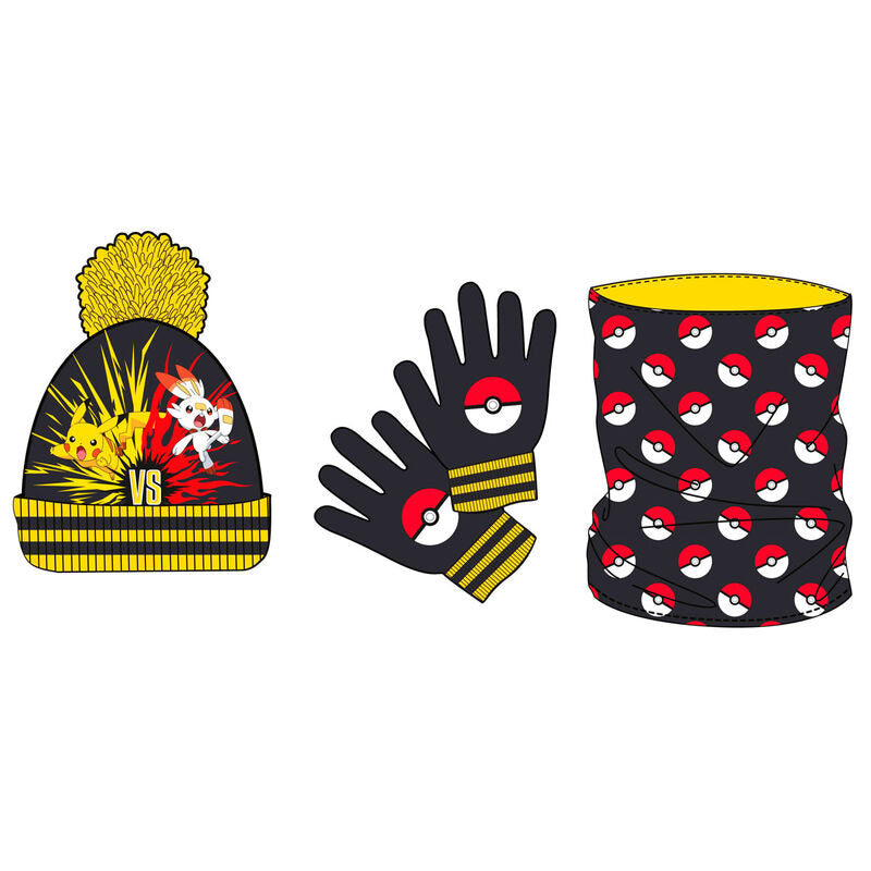🧢🧤 Ensemble Hiver Pokémon – Bonnet, Cache-cou & Gants