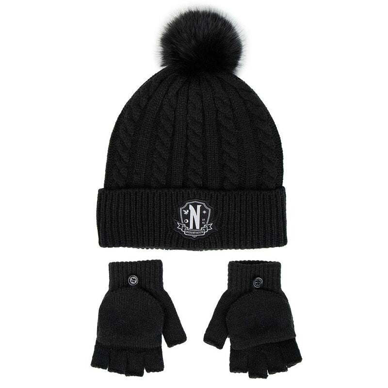 🧤🖤 Ensemble Hiver Mercredi – Chapeau & Gants