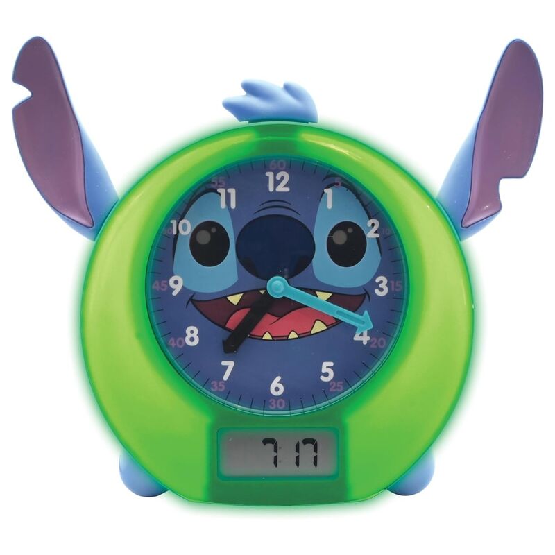 ⏰🌙 Précommande – Horloge éducative avec histoires et lumières – Stitch (Disney, anglais)