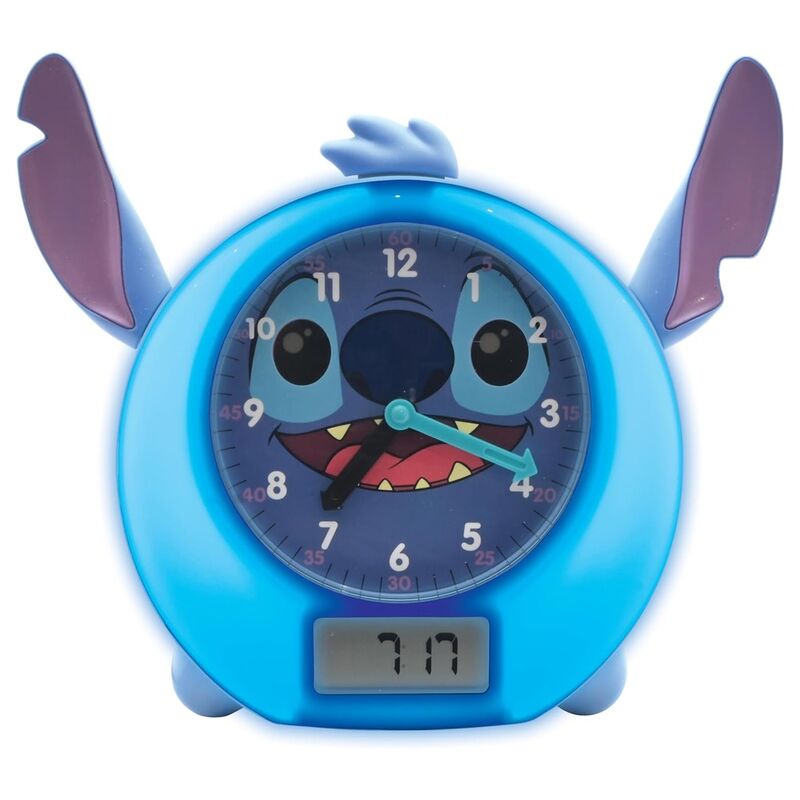 ⏰🌙 Précommande – Horloge éducative avec histoires et lumières – Stitch (Disney, anglais)