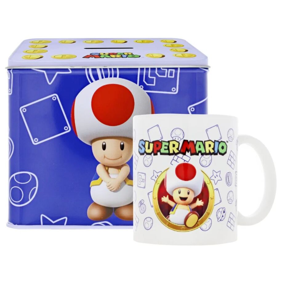 🍄💰☕ Set Tirelire & Mug Toad – Super Mario Bros – Nintendo