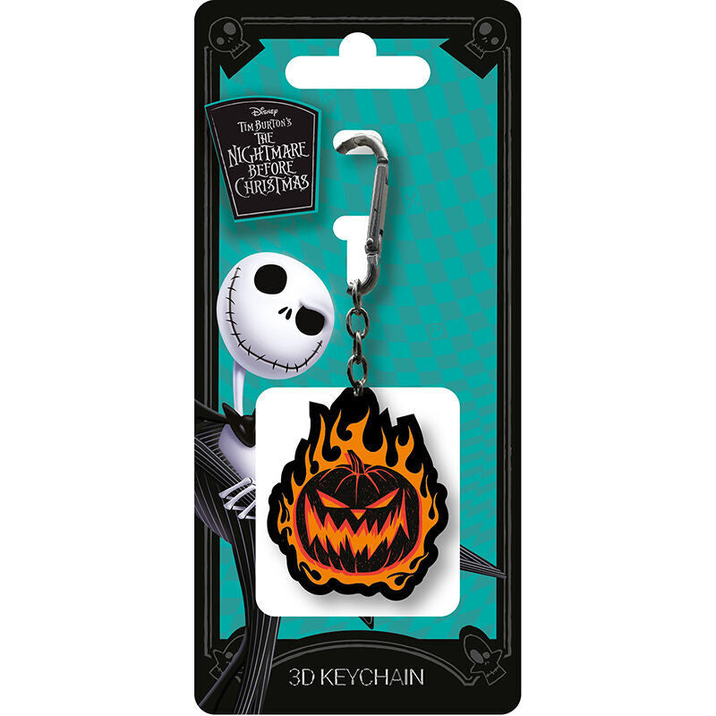 🎃🔥🔑 Porte-clés 3D Citrouille enflammée – Disney – L’Étrange Noël de Monsieur Jack
