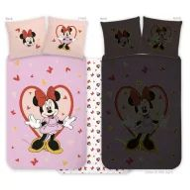 🌙✨ Housse de couette enfant Disney Minnie – Heart phosphorescente 💖🐭