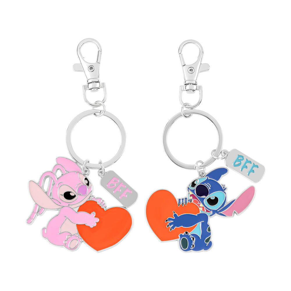 🌺💙💖🔑 Précommande – Lot de 2 porte-clés Angel & Stitch – Disney