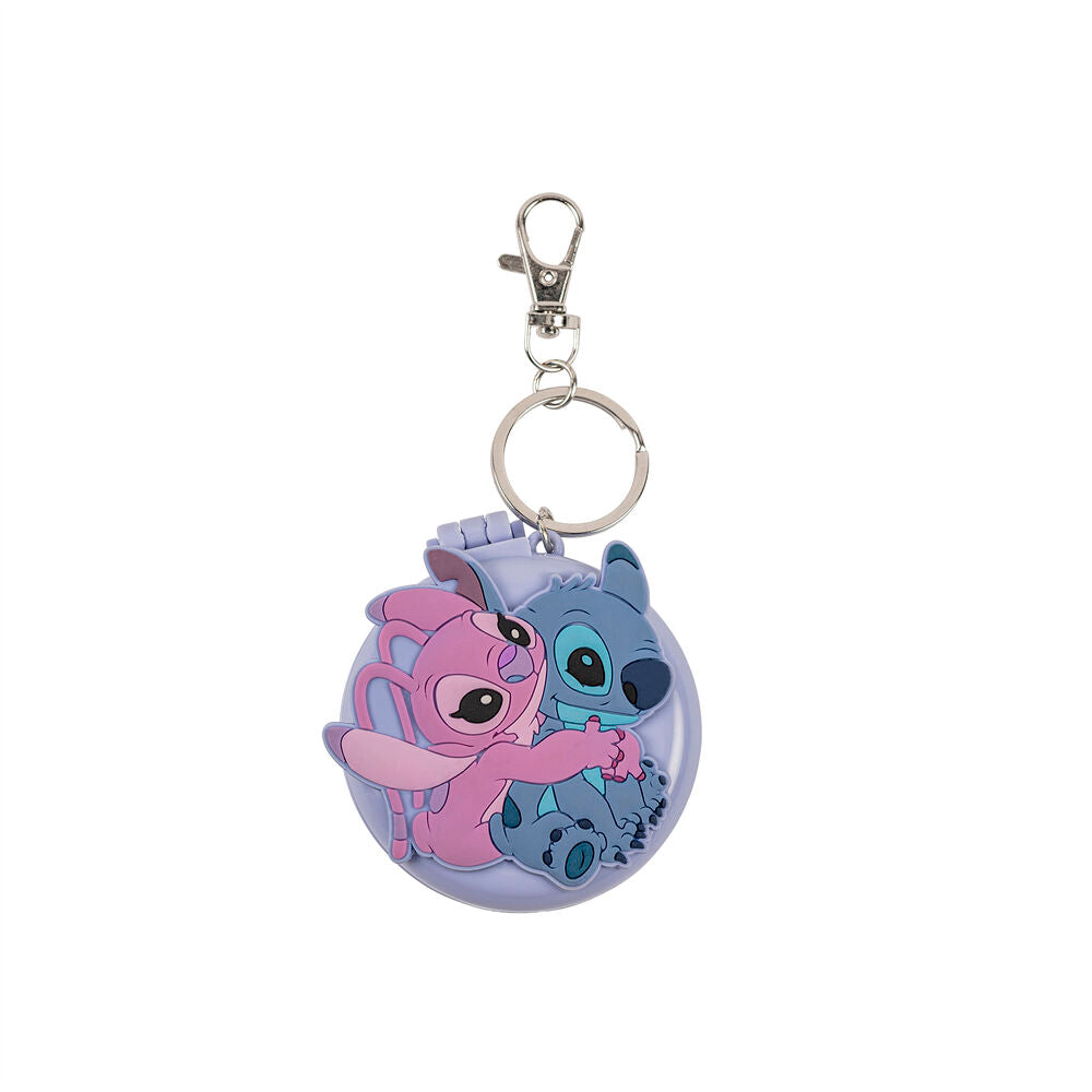 🌺💙🔑 Porte-clés brosse et miroir Stitch & Angel – Disney