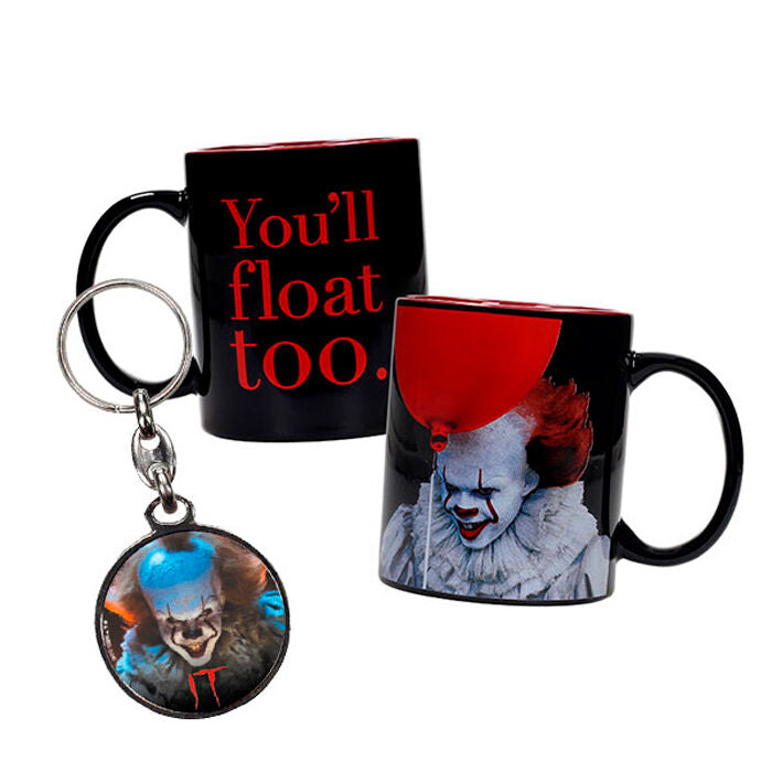 🎈☕ Mug Pennywise « You’ll Float Too » + Porte-clés en métal – IT