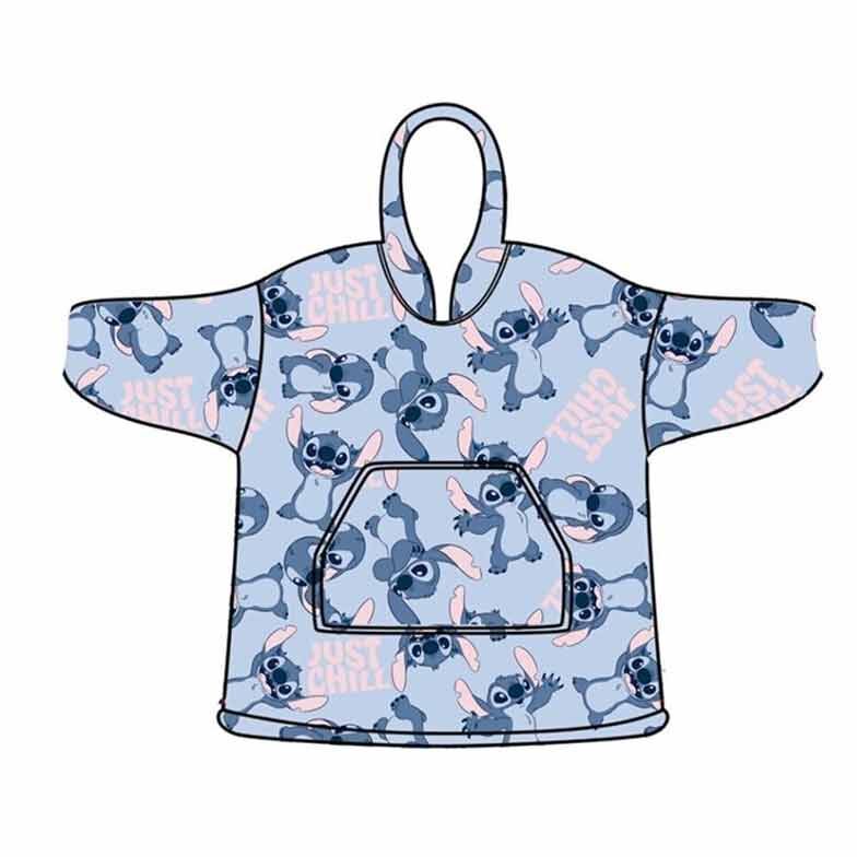 🦋🦔 Poncho oversize Stitch – Disney – Adulte, taille unique