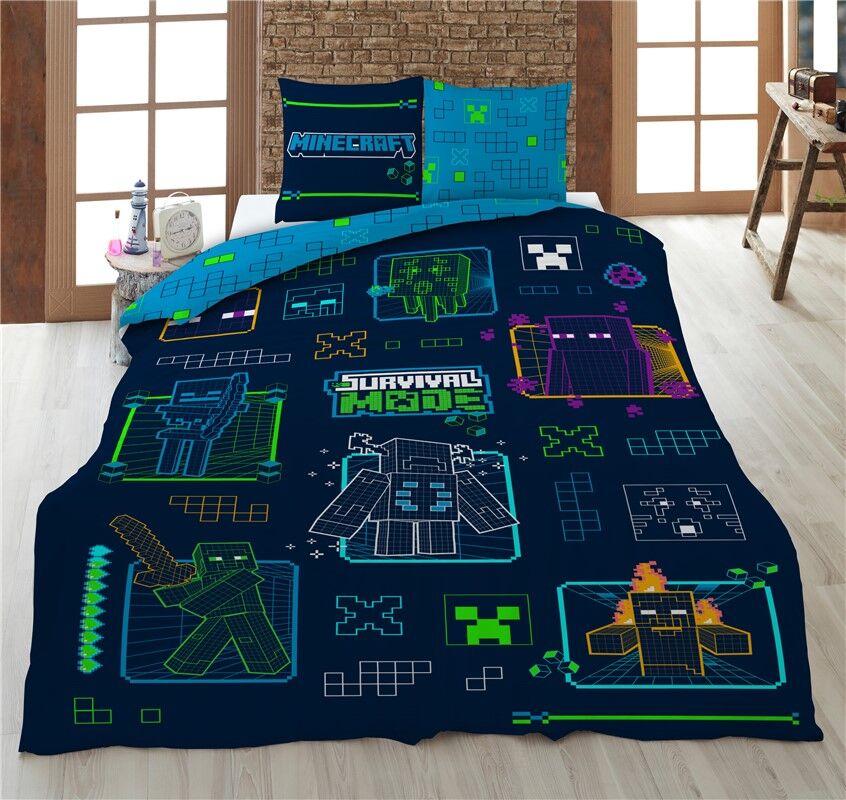 ⛏️🎮 Housse de couette Minecraft en microfibre – 140 × 200 cm