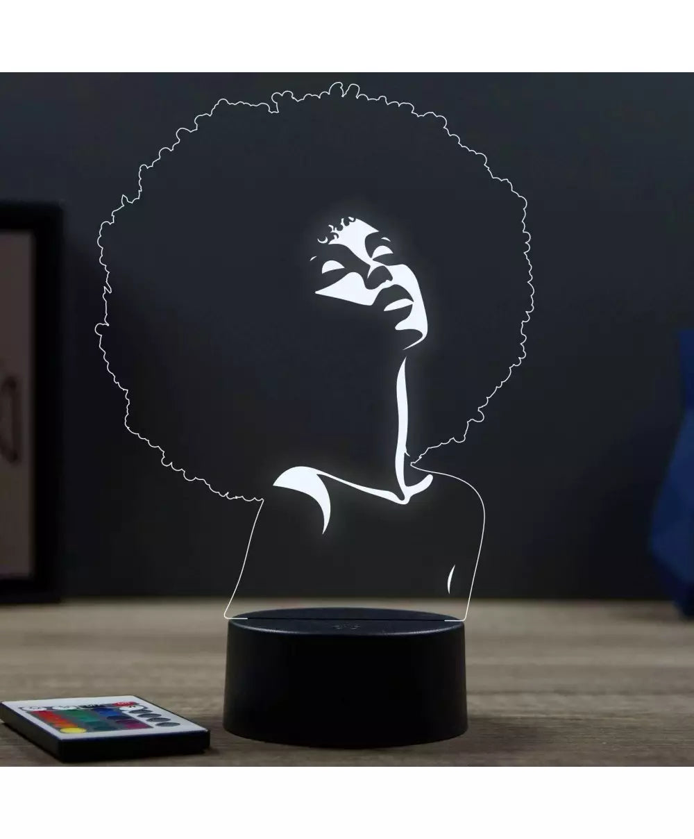 🌺✨ Lampe Illusion 3D Afro Girl