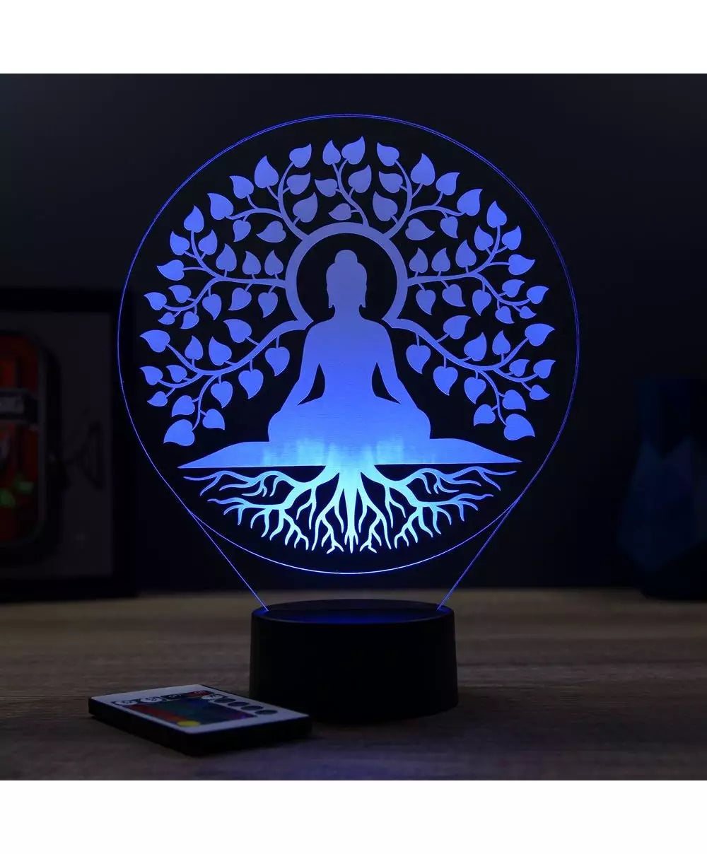 🧘♂️🌳✨ Lampe Illusion 3D Arbre de Vie & Bouddha