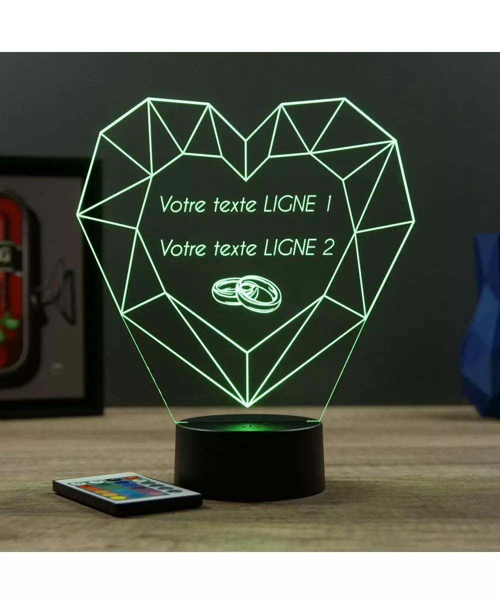 💎❤️ Lampe Illusion 3D Cœur Diamant