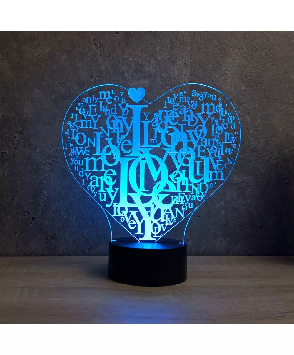 ❤️✨ Lampe Illusion 3D Cœur I Love You