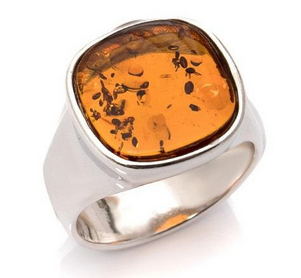 ⚜️ Chevalière Masculine en Argent et Ambre Cognac – Éclat et Distinction