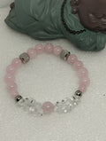 💗 Bracelet – Quartz Rose & Cristal de Roche