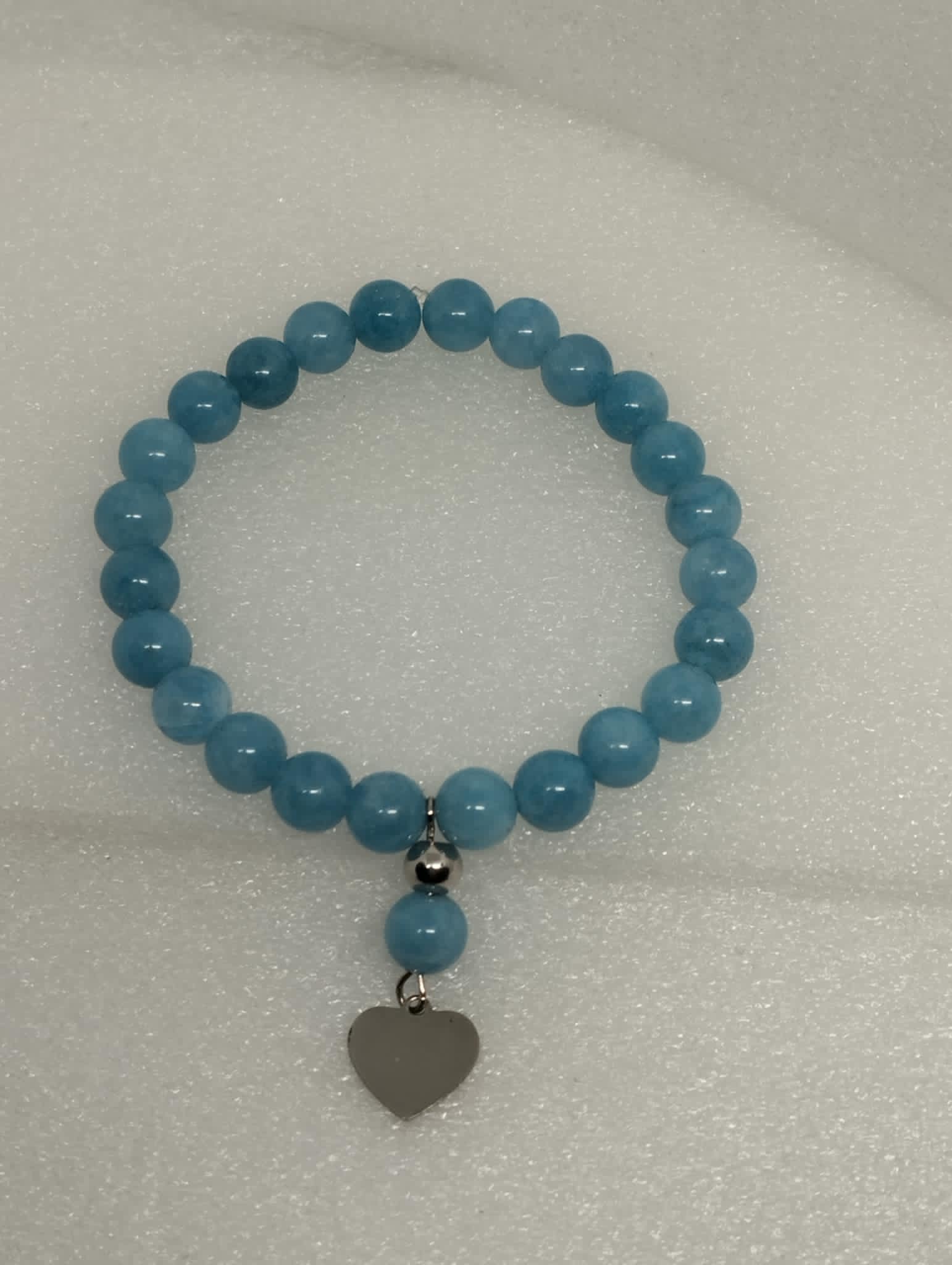✨🤍 Bracelet Calcédoine – Cœur