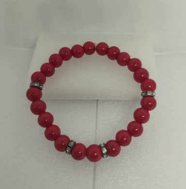 ✨❤️ Bracelet Perles en Verre Rouge & Rondelles Strass