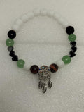 ✨💚 Bracelet Aventurine, Pierre Blanche, Cœur en Hématite, Œil de Tigre & Obsidienne