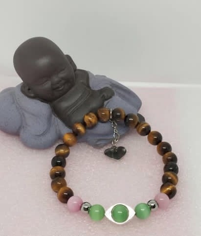 🐅✨ Bracelet Œil de Tigre & Sélénite Œil de Chat